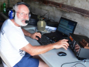 K1N SSB operator Glenn Johnson, W0GJ, on the air from the Navassa Island lighthouse.